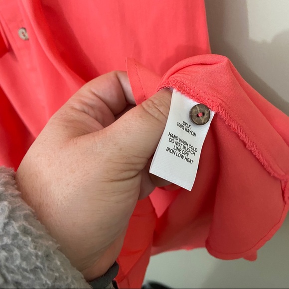 🆕 Lulus Coral Pink Button-Front Midi Dress - Picture 7 of 10